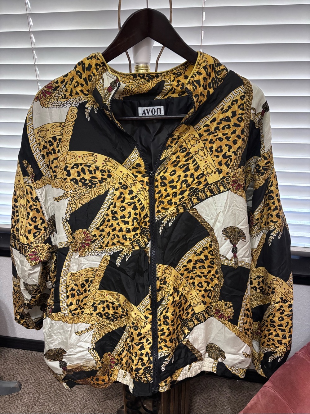 AVON Black, Gold & White Patterned Bomber Jacket